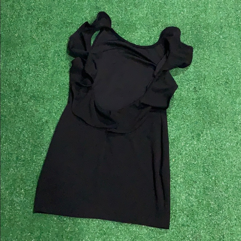 - BACKLESS RUFFLE BLACK DRESS - - Picture 2 of 2